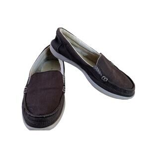 Crocs Canvas Slip on Boat Shoes Loafers Black Non-Marking soles Women's Sze 6